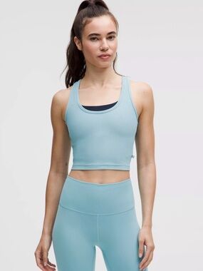 Lululemon Power Pivot Training Tank In Washed Blue Large NWT Ribbed Reversible